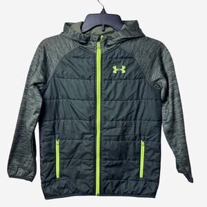 Under Armour Day Trekker Hybrid Jacket Boys Youth Medium Green Puffer Hoodie